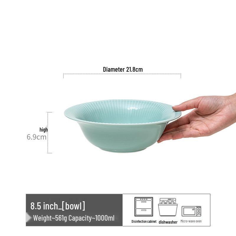 Retro Ceramic Large Bowls for Soup & Vegetables - Practical Tableware for Single Serving