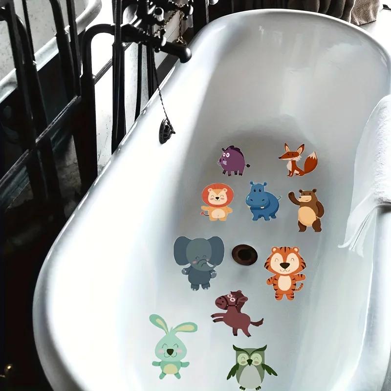 10pcs-Animals Pattern Bathroom Bathtub None Slip Stickers Staircase Floor Mat Kids Room Self-adhesive Anti-skid Sticker