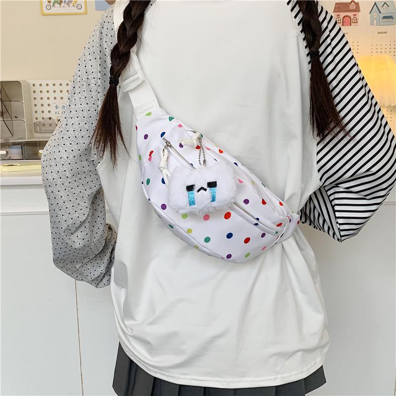 Lightweight Dot Print Chest Bag Student Waist Bag Women's Crossbody Bag
