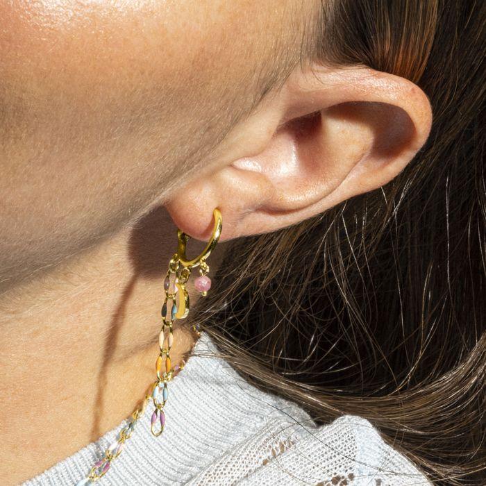 Boucles D'oreilles - Luxenter - Omtra - Argent 925 - Or 18k - Laque Multicolore