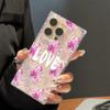 Clear Square Back Tube Case Protection For iPhone 16 ProMax 14 Pro Max 12 15 Plus 13 11 Anti-Oxygen,Pink Flowers Pattern Casing