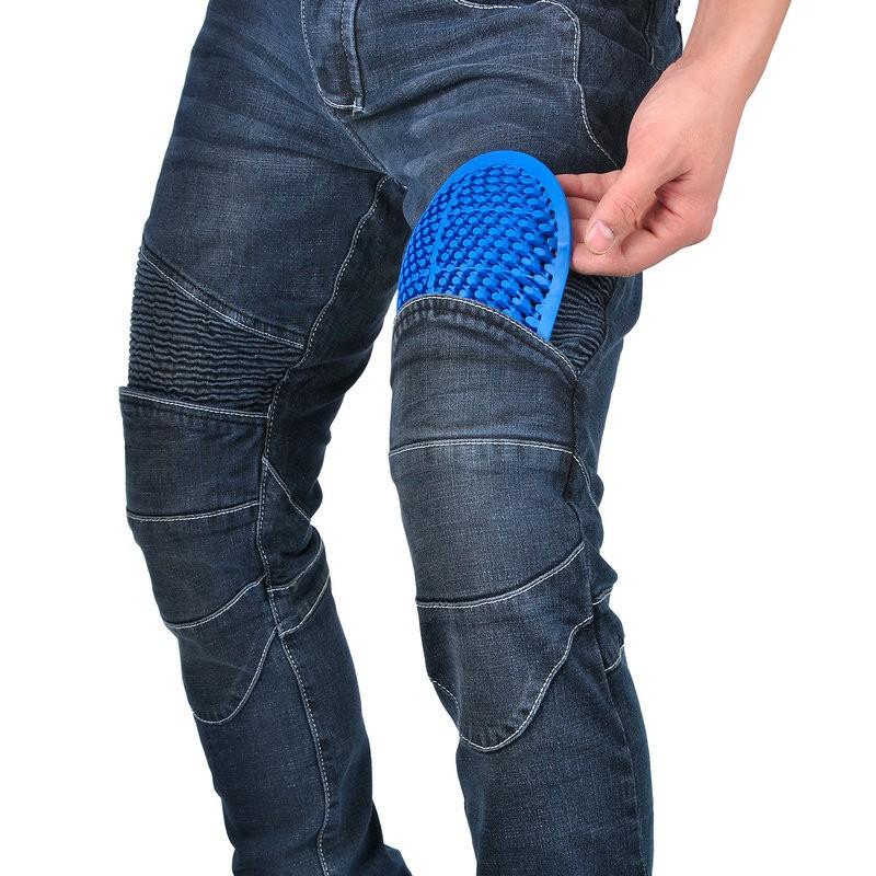 Mens Motorcycle Riding Pants With Built-in Protective Padding Elastic Stretch Denim Style Biker Trousers Use