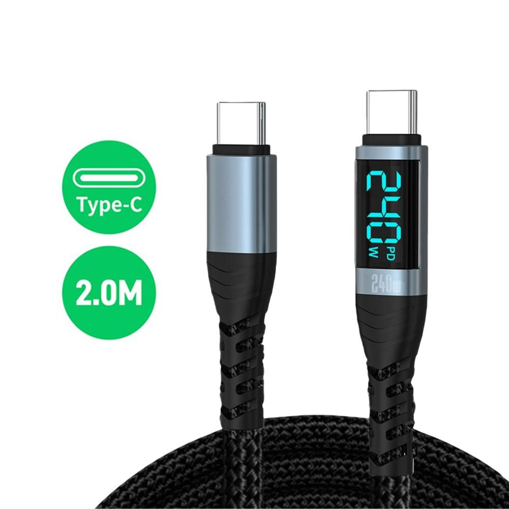 240W Type C to Type C Cable PD 3.1 Super Fast Charging Digital Display Cable USB C To Type-C Data Cord For iPhone Samsung Xiaomi
