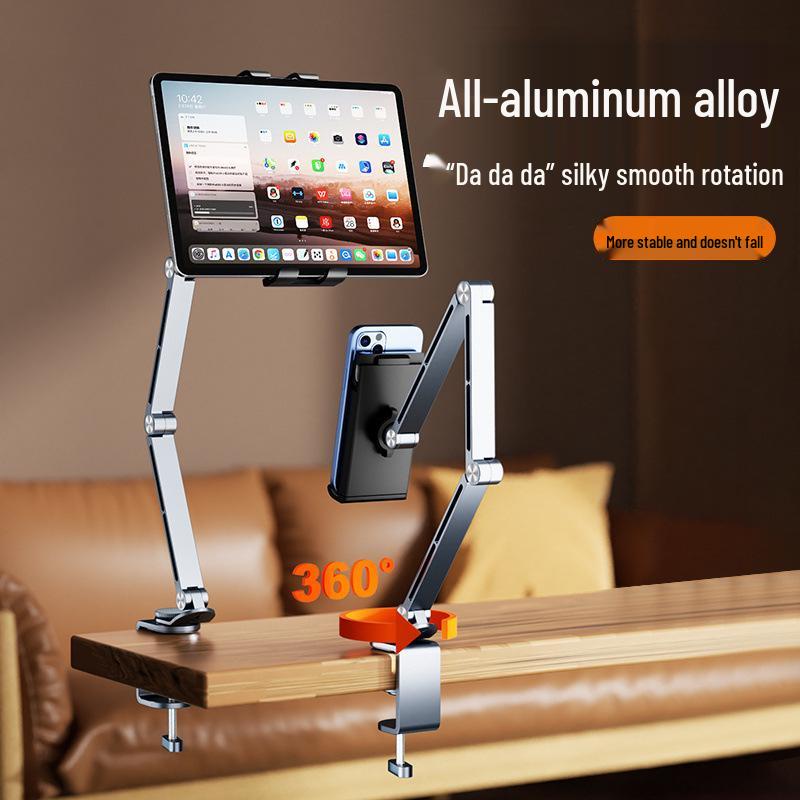 Aluminum Alloy Rotating Bedside Tablet and Phone Stand for Streaming and Multifunctional Use