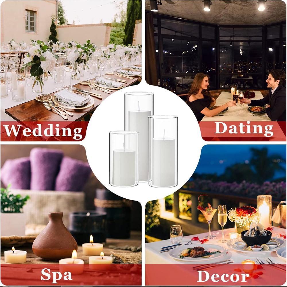 Glass Cylinder Vases Clear Cylinder Candle Holders for Slim Pillar Candles Wedding Centerpieces Wedding Candle Holders