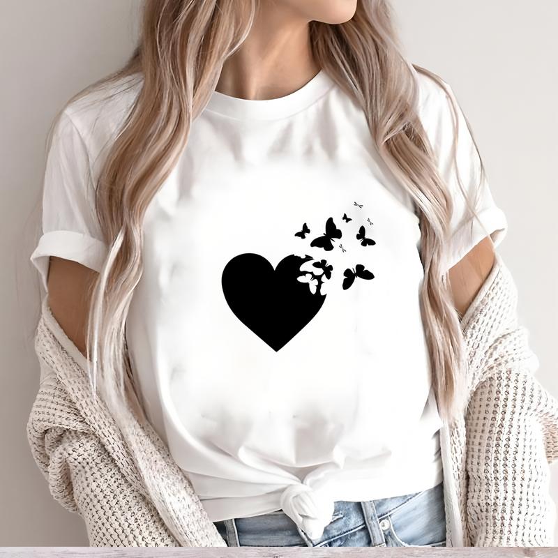 

Футболка на каждый день для женщин, модный летний дизайн с милым принтом, короткий рукав. 5XL