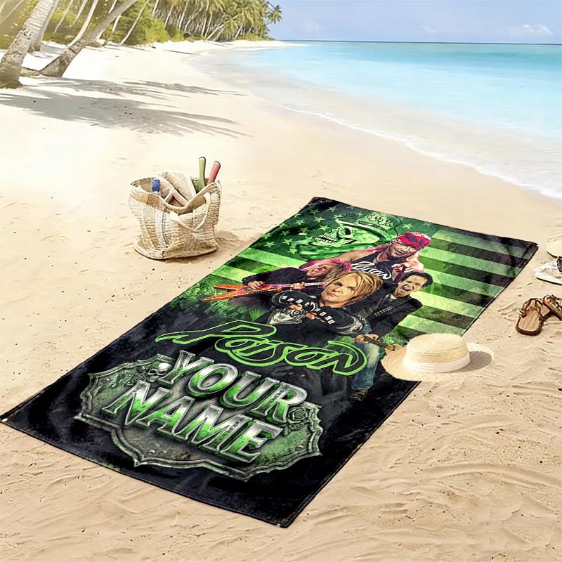 Name Custom Poison Print Beach Towel, Large Soft Quick Dry Towel for Beach Camping Swimming