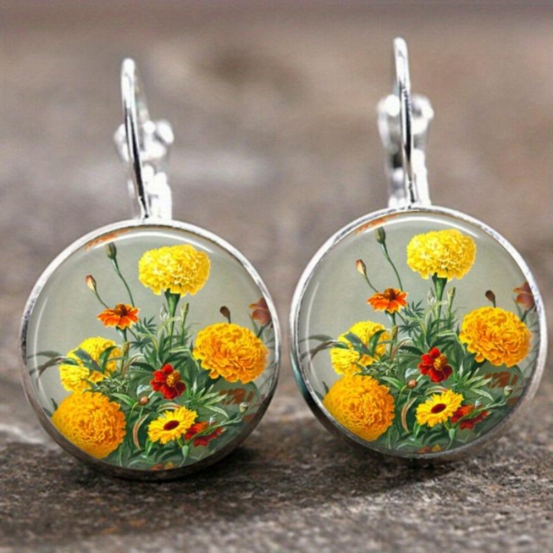 Модные серьги Y2K Vintage Marigold Time Gem Flower Ear Buckle