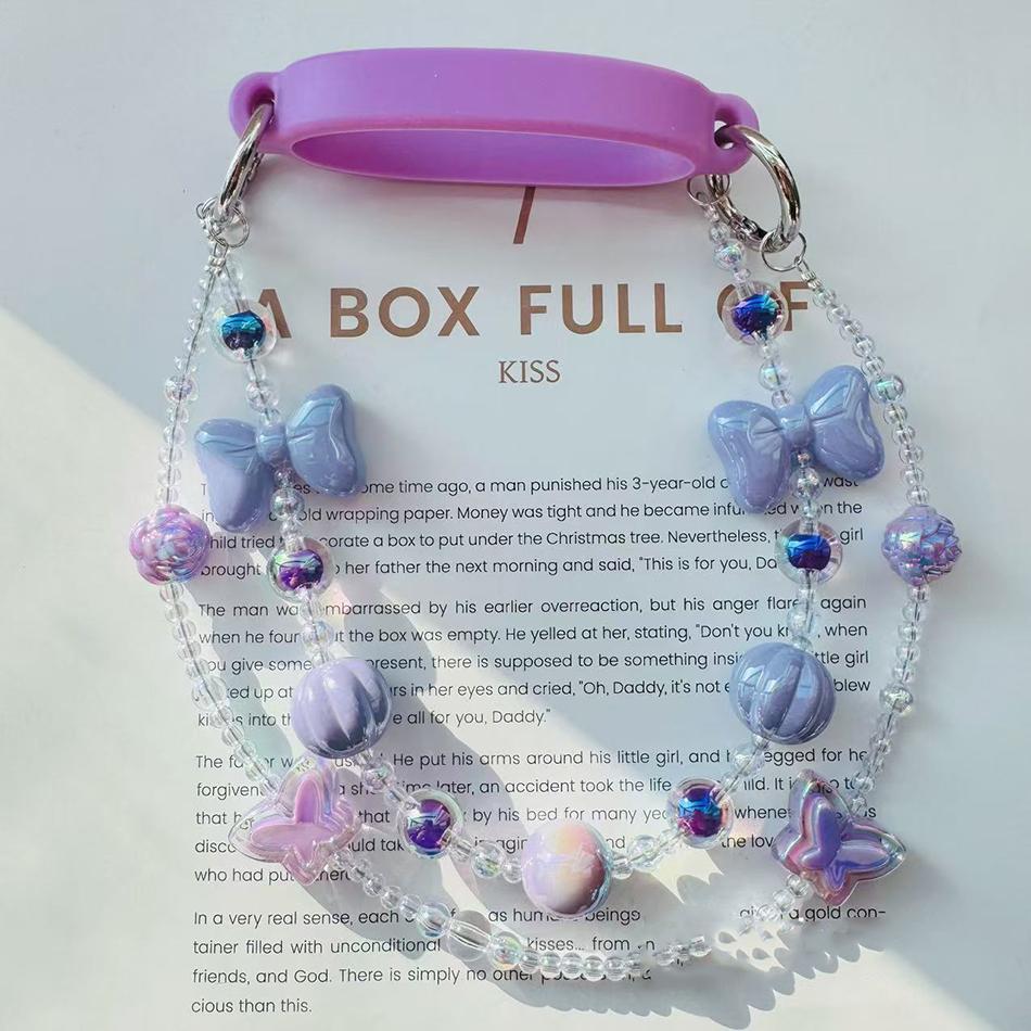 Water Bottle Handle Strap For Stanley Cup 30oz/40oz Portable Cute Crystal Cup Set 6-10cm Silicone Sling Thermos Cup Accessories