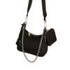 Women Vintage Nylon Shoulder Hobo Bags Fashion Chain Underarm Crossbody Bags CLE