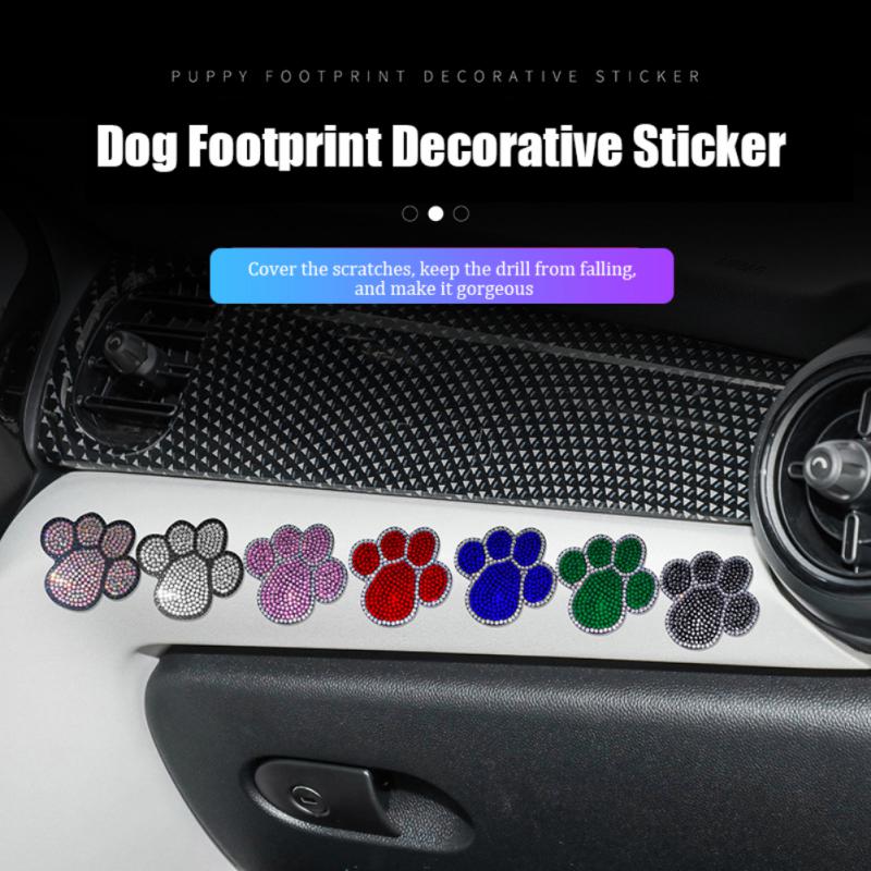 2/3/4PCS Puppy Footprint Water Coaster Durable Self-adhesive Car Decor Body Stickers Universal Multi-color