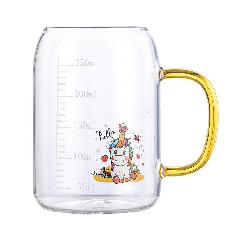 

Кружка для кофе с мультяшным цветком и весами, детские кружки для молока, стеклянная кружка для воды, ручка для завтрака, чашка для питья, ДРОПШИППИНГ 1PCS