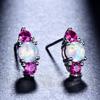 Internet Celebrity Simple Cold Wind's Round Opal with Diamond Stud Earrings Women's Exquisite Small Jewelry