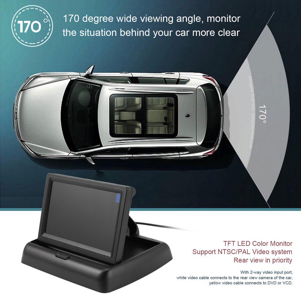 4.3 Inch HD LCD Digital Folding Desktop Universal Monitor Camera Display Reversing CCD Rear View Camera with 2 Video Input