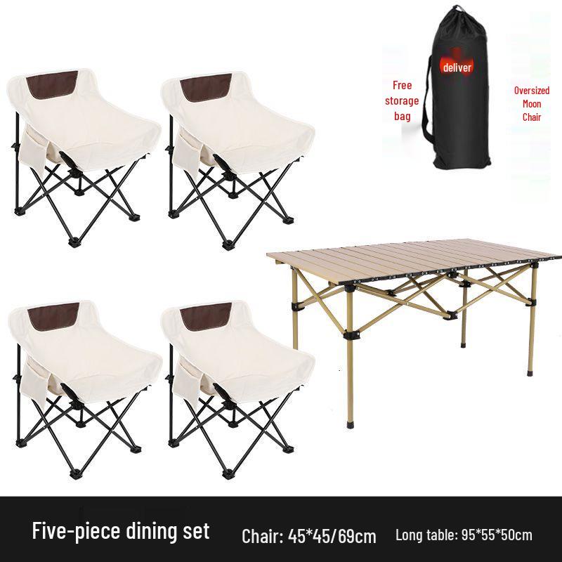 Outdoor Folding Camping Table & High-Back Chair Set