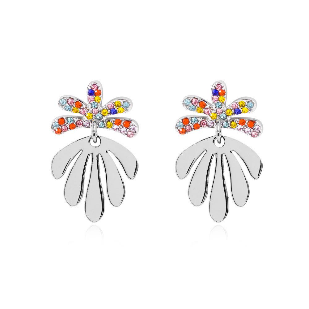American European Dainty Style Leaf Earrings Gold And Silver Studs Alloy