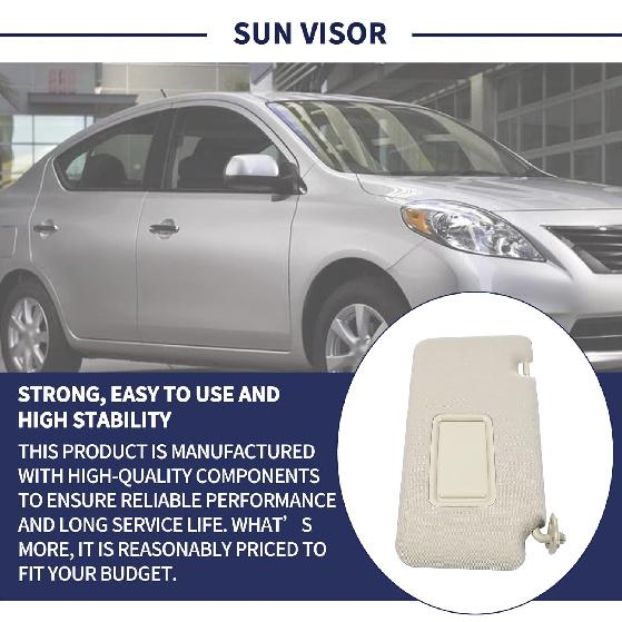 Passenger Side Sun Visor Fit For Nissan Versa 2007 2008 2009 2010 2011 2012 Replace 96400-EL31A Front Right | Sun Protection Shade | Makeup Mirror |