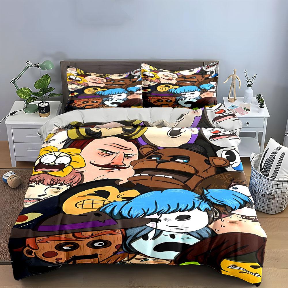 Cartoon faces, animals, emojis. Bedding sets Duvet cover sets Duvet covers Pillowcases(1 * Duvet Cover 2 * Pillowcases without duvet insert)