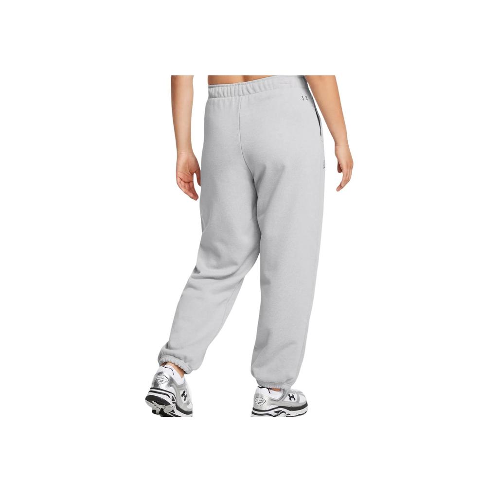 Under Armour Outdoor Casual Comfortable Letter Pattern Design Drawstring Mid-Rise Knit Sports Pants Women Bottoms Gray 1386496-011
