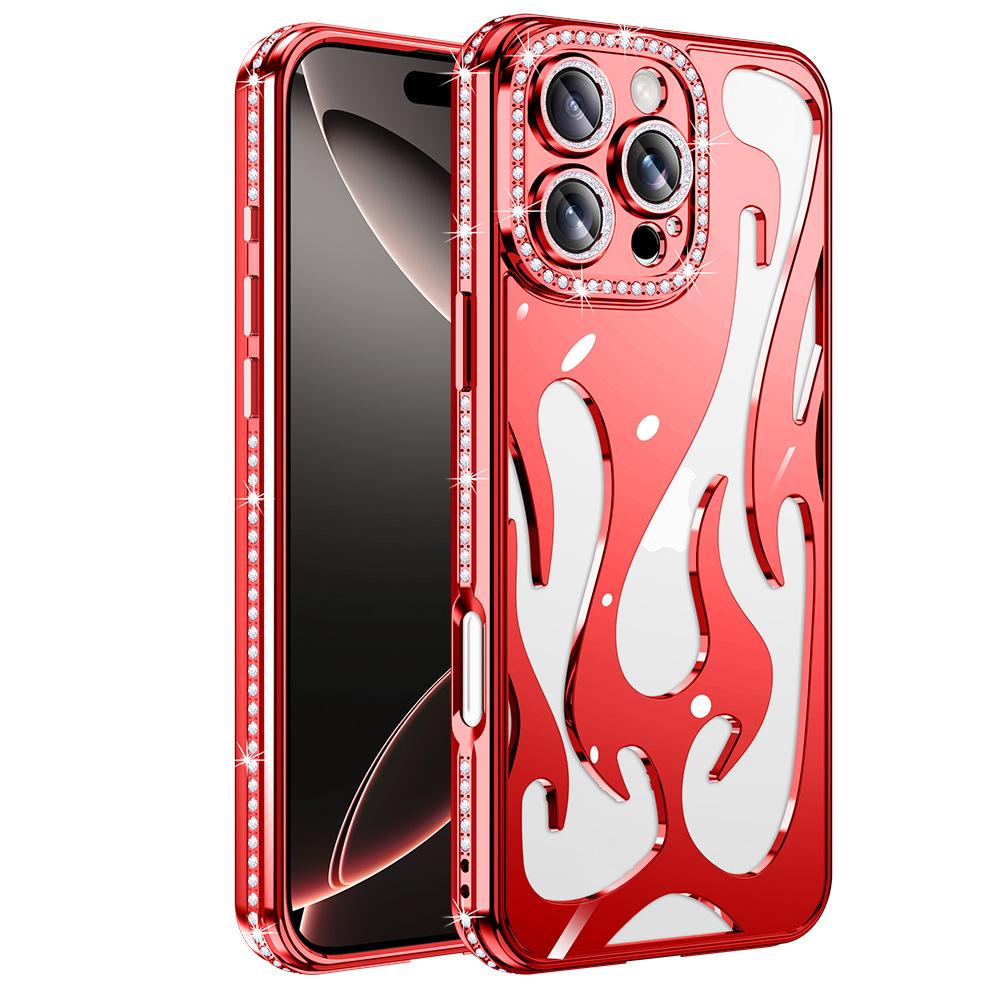 Flame Hollow Heat Dissipation Case for Apple 16promax Phone Case for IPhone 15 Rhinestone 14 Anti Drop Protective Cover