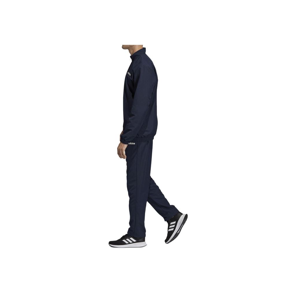adidas Windproof Stand Collar Long Sleeve Top Comfortable Elastic Pants Casual Sports Suit Men Suit Black Blue DV2462