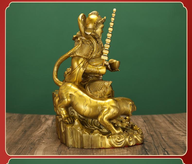 Brass Statue of Zhao Gongming Riding Tiger - God of Wealth, Five Roads Luck Attractor