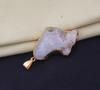 Large Raw White Druzy Gemstone Pendant, Electroplated Raw Pendant, Raw Crystal Necklace, Birthstone Gift Pendant, Raw Gemstone Pendant