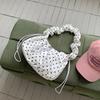 Polka Dot Portable Shoulder Bag Women's Small Fresh Drawstring Pleated Nylon Messenger Bag Women's New Small Square Bag