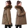 Women's Winter 2025 Cotton-Padded Parka with Fur Collar - Casual Mid-Length, Loose-Fit Korean Style Coat