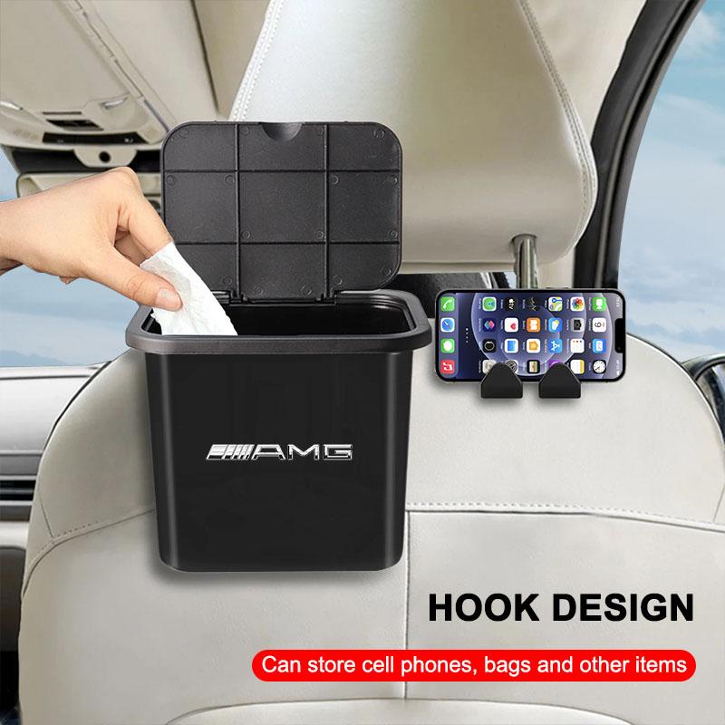 1Pcs Car Hanging Trash Bin Seat Back Storage Box Phone Holder Hook For Mercedes-Benz AMG C500 C200 C300 A B C E GLA CLA GLK GL ML GLE W204 W205 W203