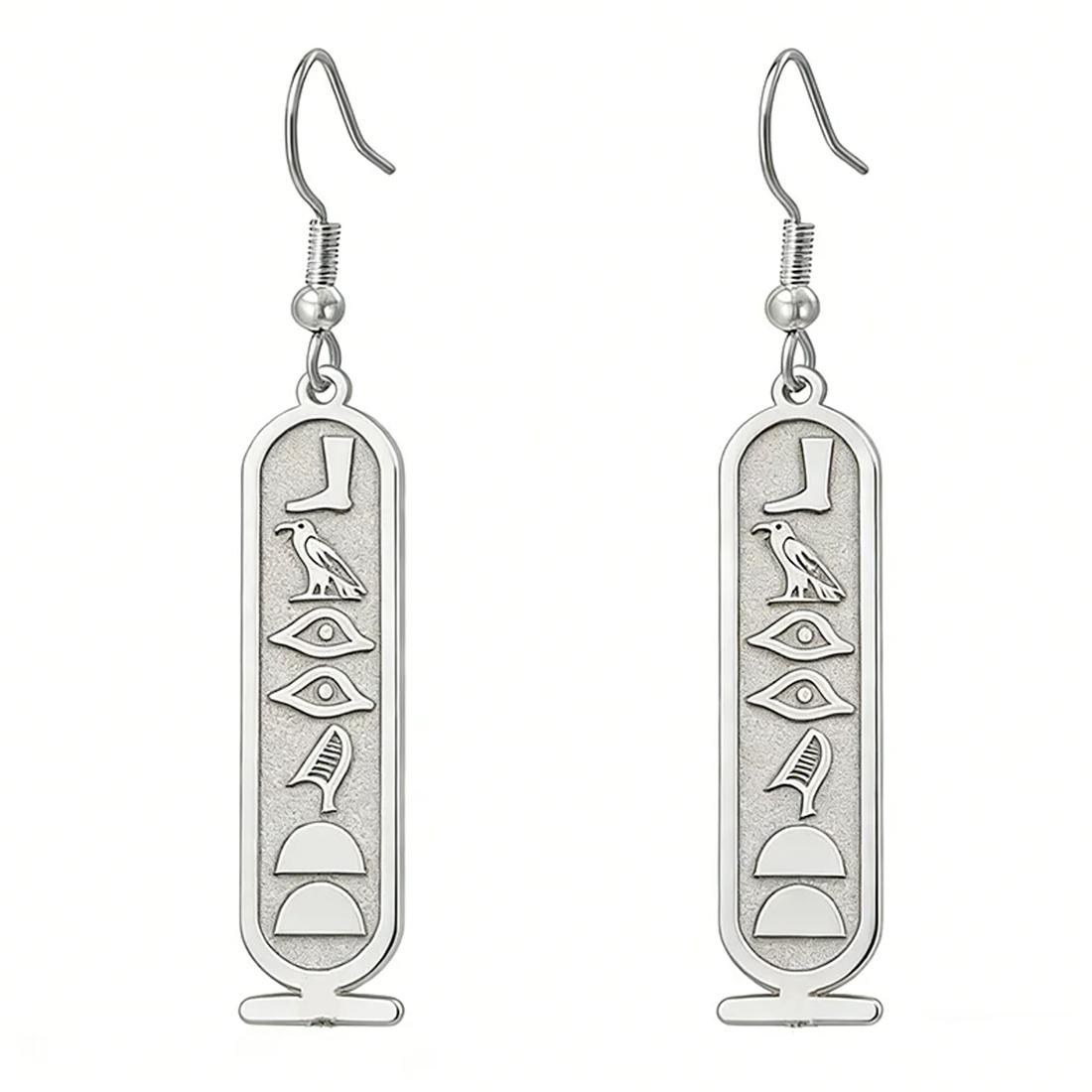 Custom Egyptian Name Earrings Egypt Women Cartouche Name Pendant Customized Hieroglyphic Jewelry Personalized Trend Gift for Her