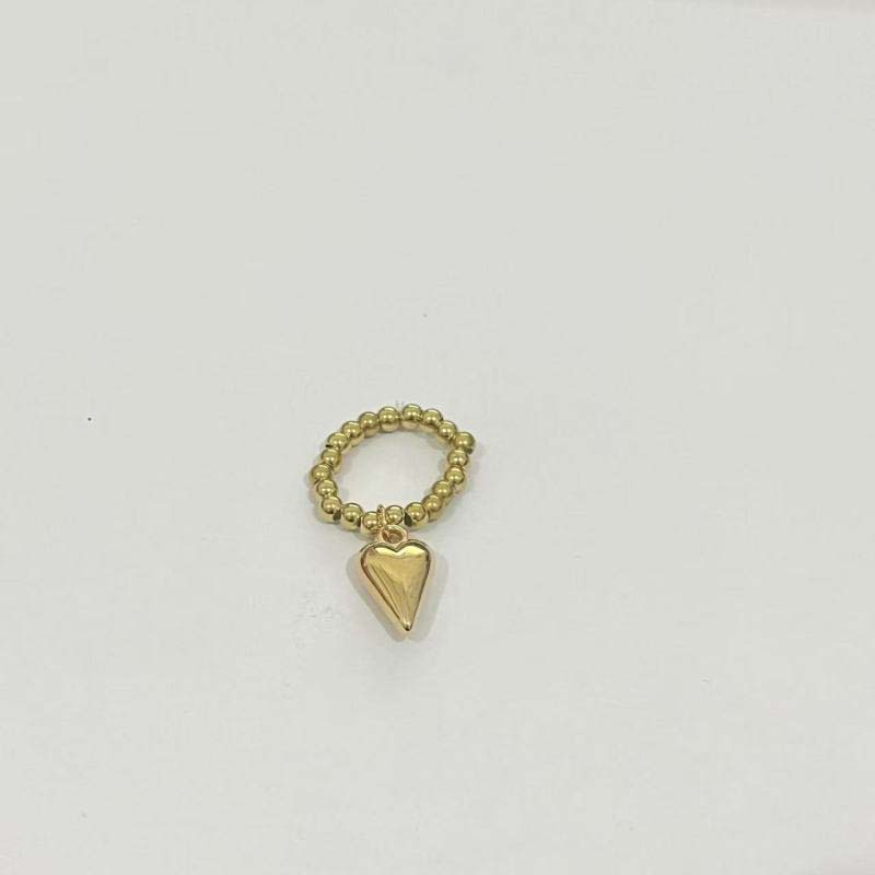 Mode Kreativ Metall Liebe Herz Anhänger Ringe für Frauen Punk Gold Farbe CCB Runde Perle Elastisch Verstellbar Ring Schmuck