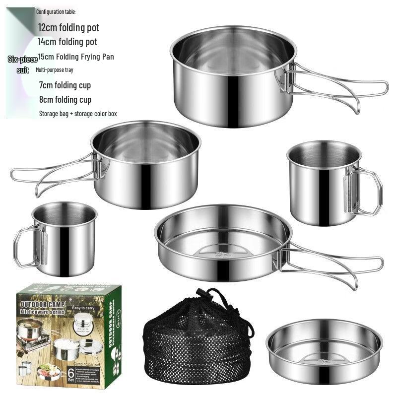 WuTuo Stainless Steel Camping Cookware Set