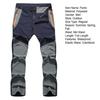 Men Outdoor Pants Wear-resistant Waterproof Stretchy Colorblock Quick-drying Elastic Waist Pockets Fishing Climbing