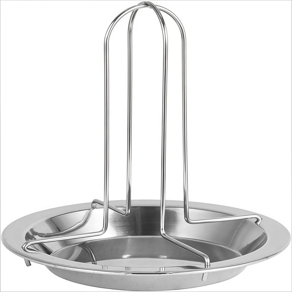 silver Stainless Steel Chicken Roaster with Oil Tray, Turkey Roaster Stand, Vertical Chicken Roaster for Kitchen BBQ, Stainless Steel BBQ Chicken