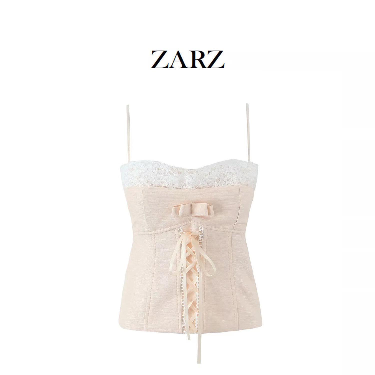 

ZARZ Classic Fashion Women s Bow Tie Lace Camisole Medium рожевий
