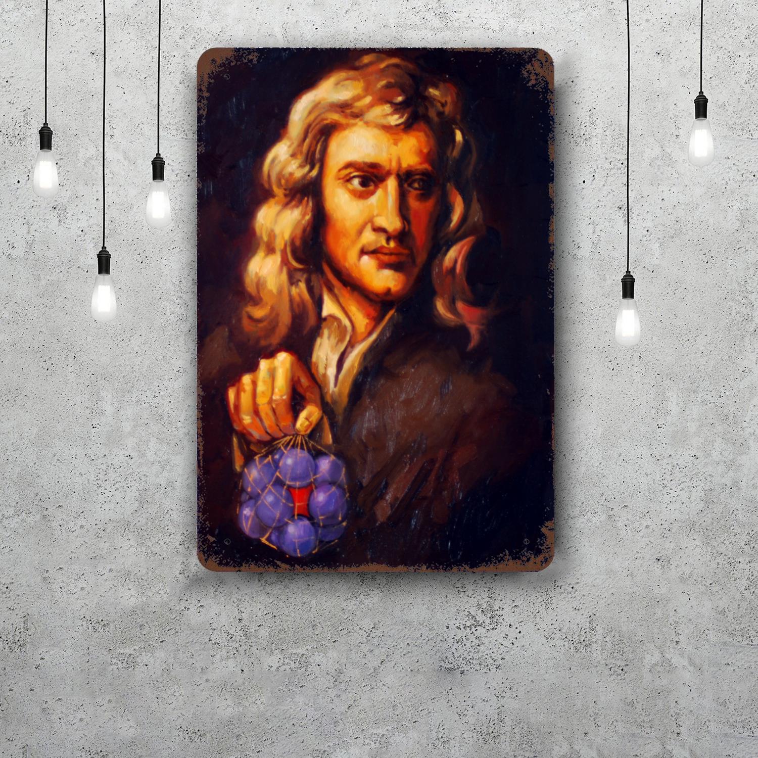 

sir isaac newton Metal Signs wall decor Vintage Tin Signs Captain Metal Poster Decor for Bar Pub Club Wall Decoration 20x30cm（7.8x11.8inch）