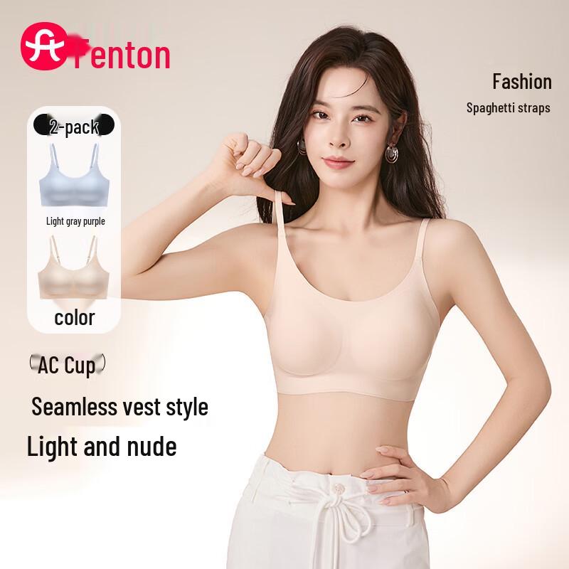 Fenteng Women s Wireless Seamless Bralette 2-Pack M