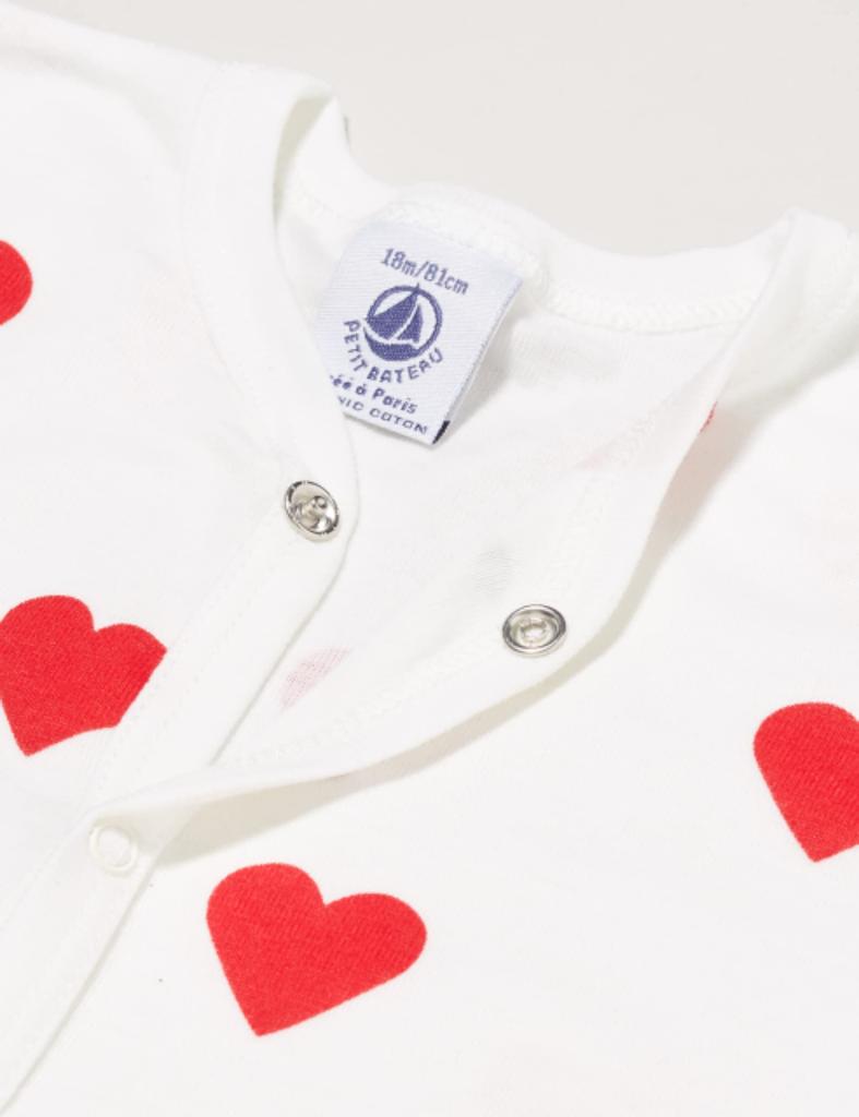 Heart Print Legless Romper Baby Girl A00E901 12MONTH Red PB21 PB200 [Petit Bateau]
