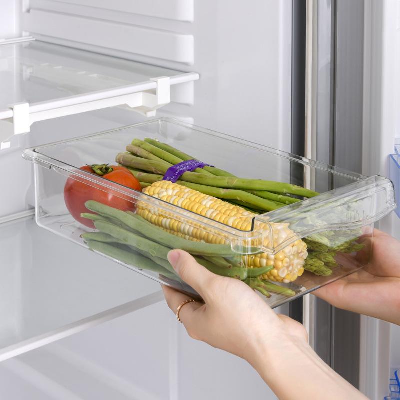 Fridge Storage Box & Egg Divider: Kitchen Freezer Organizer and Fresh-Keeping Drawer Rack.