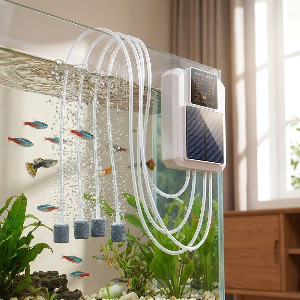 Large Air Volume Solar Oxygen Pump Super Silent Aquarium Air Pump Live Fish Aerator