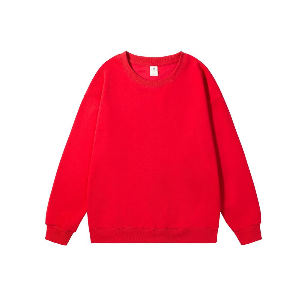 Fashion Loose Solid Color Men's Crew Neck Cotton-Blend Double-Faced Sweatshirt Women's Korean Style Casual Long-Sleeve Couple's Basic Sweatshirt