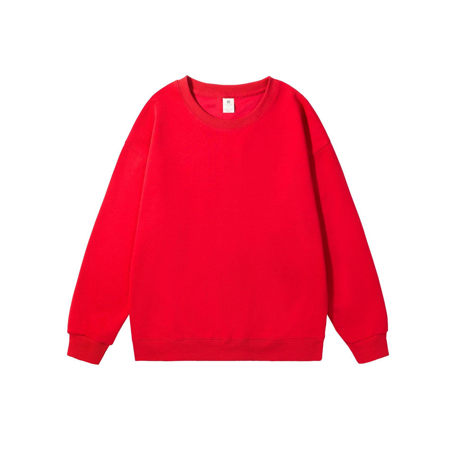 Fashion Loose Solid Color Men s Crew Neck Cotton-Blend Double-Faced Sweatshirt Women s Korean Style Casual Long-Sleeve Couple s Basic Sweatshirt S