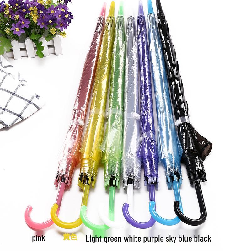 Colorful Long Handle Transparent Automatic Umbrella with Custom Logo