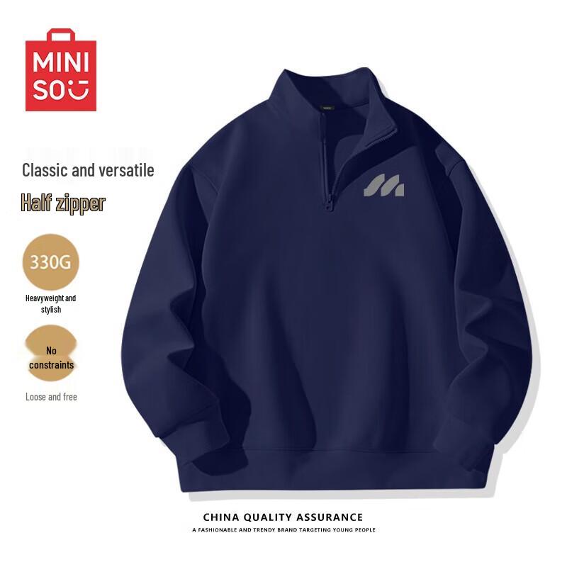 

MINISO Men s Half-Zip Stand-Collar Sweatshirt 2XL
