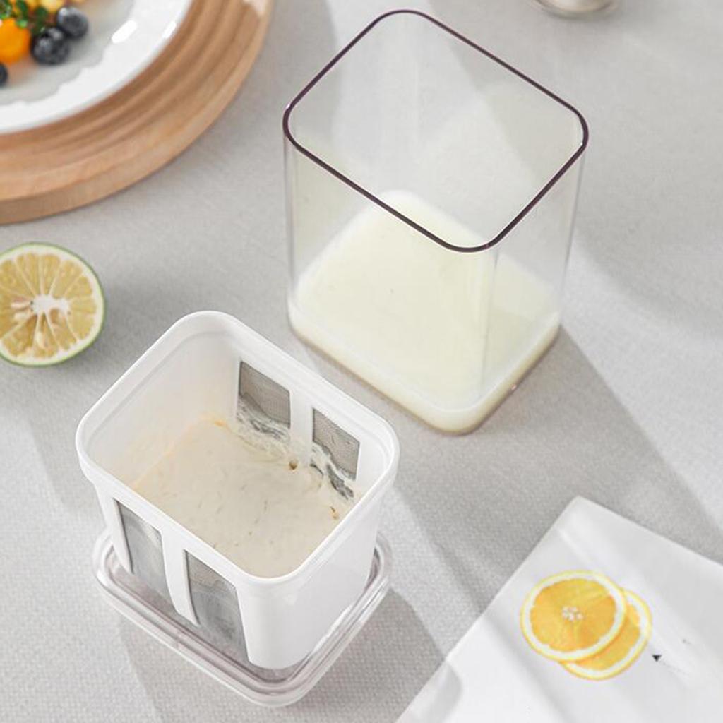 0.4L - 1.8L Yogurt Strainer Maker Yogurt Fine Mesh Sieve Strainer Kitchen Gadget Whey Separation Fruit Juice Soy Bean Filter Cup