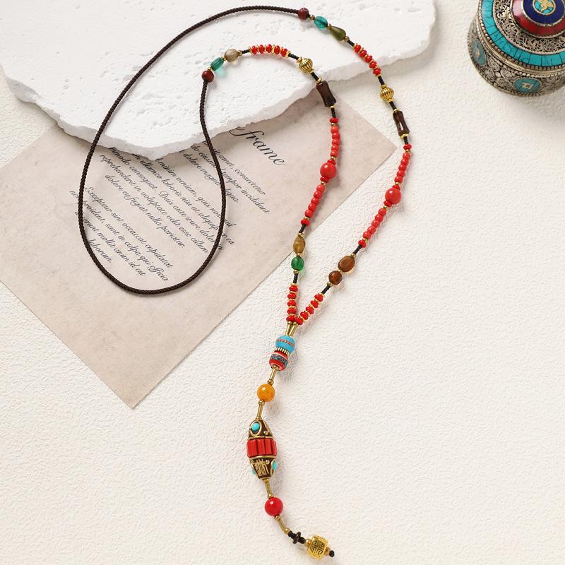 Original Design Nepalese Necklace Long Beaded Niche Exquisite Exotic Tibetan Women's Sweater Chain