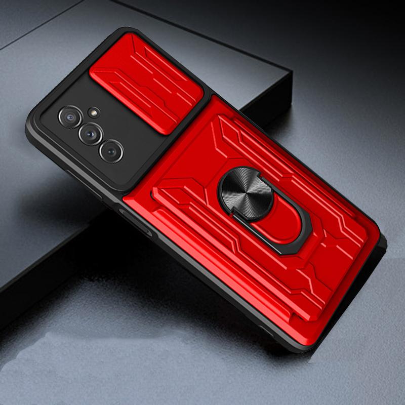 A04s Case Luxury Card Holder Slide Camera Protection Armor Ring Cover On For Samsung Galaxy A04s A04 S galaxyA04s Shockproof Phone Cases