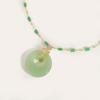 Emerald Safety Buckle Necklace Female Retro Chinese Style Hetian Jade Water Drop Heart Pendant Jewelry