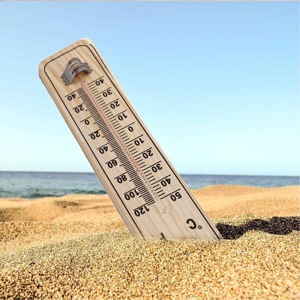 Exquisite Wall Thermometer Tool 22cm × 5cm Hanging Hole Indoor Outdoor Outdoor Thermometer Set Thermometer Wood Color